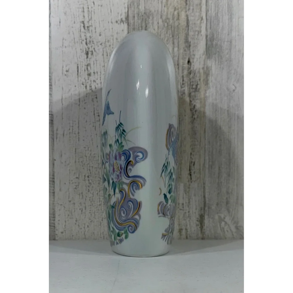 Impressions Vase White Floral Bird‎ Gold Gilt Porcelain Japan Vintage Macy's